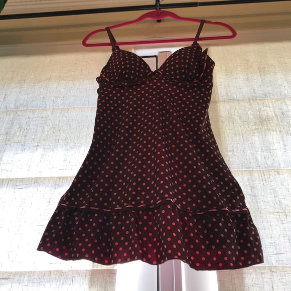 NWT Rampage Intimates Choco-Brn & Pink P-Dot Slip - Picture 4 of 11